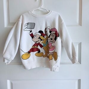 Zara White Mickey Mouse Christmas Sweater 4-5T